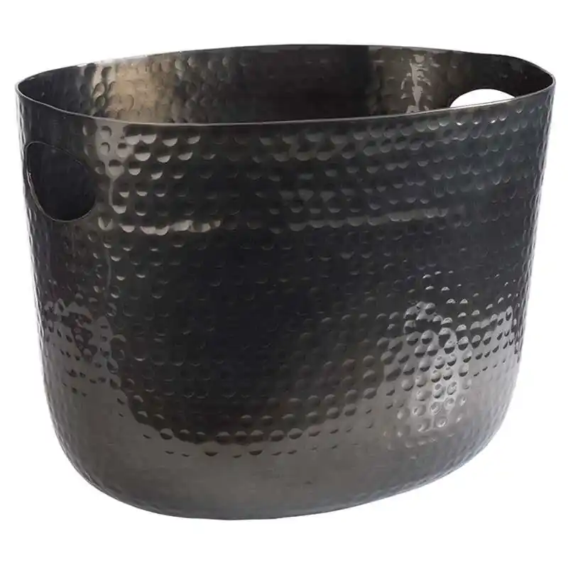 Top-Seller Wein- / Sektkühler XL, gehämmerte Oberfläche, Gunmetal-Look, 30 x 23,5 cm, H: 23 cm, Inhalt: 7 Liter