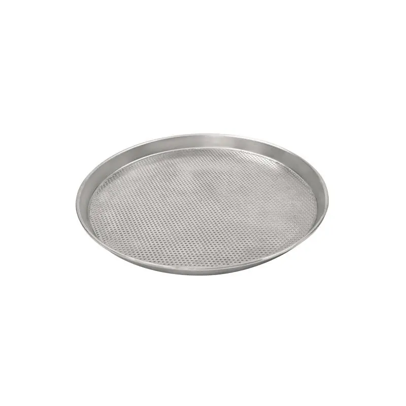 Kracherpreis Pizzablech gelocht aus Aluminium Perforiert Ø 3 mm - Ø oben 36 cm - Ø Boden 34 cm - Höhe 2,5 cm