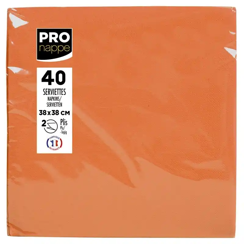Ausverkauf Gastro-Servietten, mikrogeprägt (Point-to-Point), Tissue, 1/4 Falz - 38x38cm - Orange (1200 Stück)