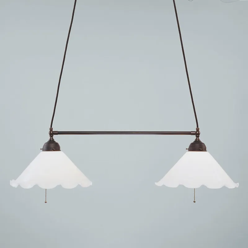 Jugendstil Hängeleuchte 2-fl Antik Messing D1 Super-Preis