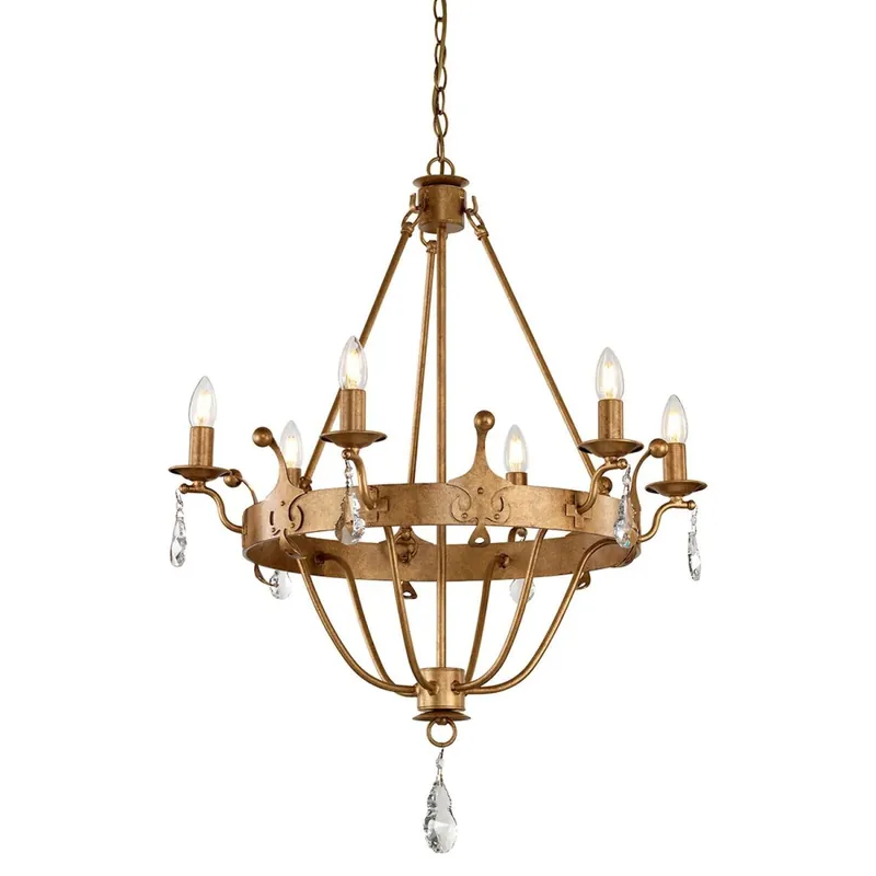 Abverkauf Kronleuchter CAMELOT 10 Gold Ø71cm kürzbar Lampe
