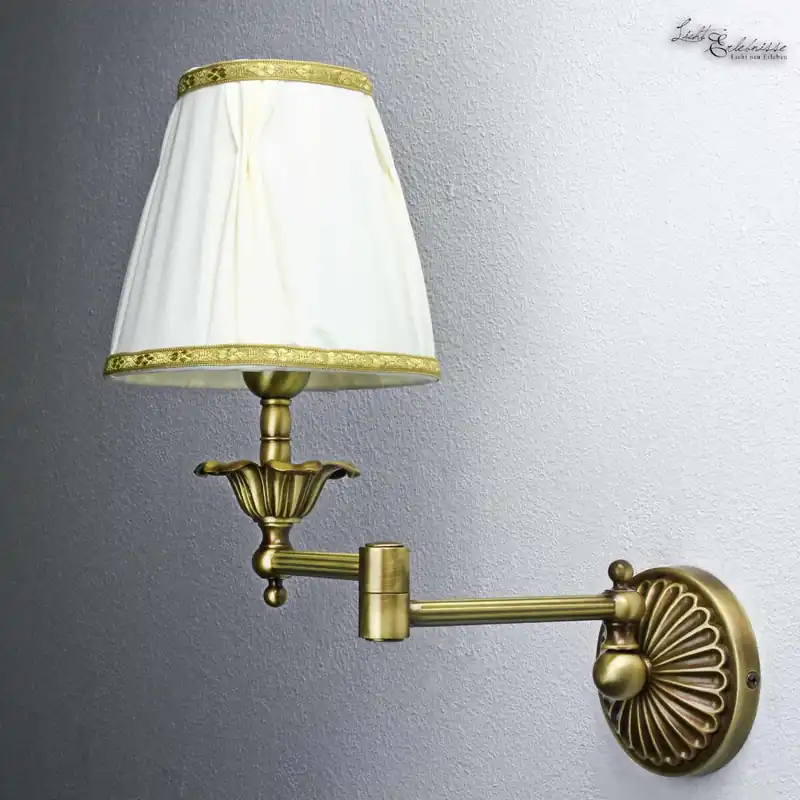 Schnäppchen Wandlampe Stoffschirm Weiß aus Echt-Messing