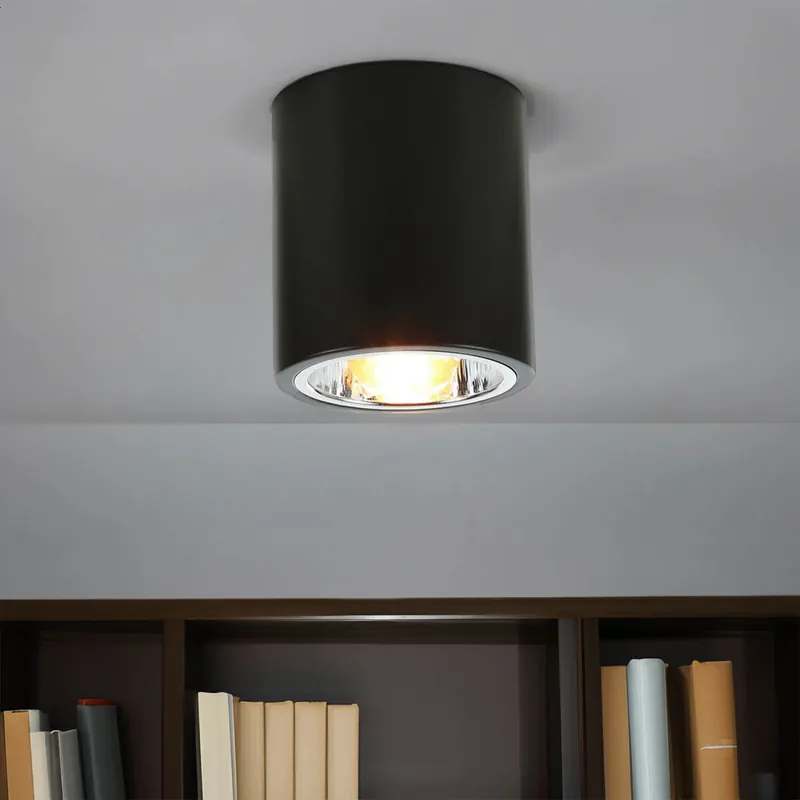 Runde Deckenleuchte E27 DOWNLIGHT ROUND in Schwarz Sonderangebot