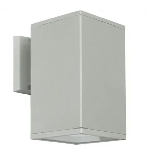 Außenwandlampe Aluminium eckig in Silber E27 IP54 Rabatt