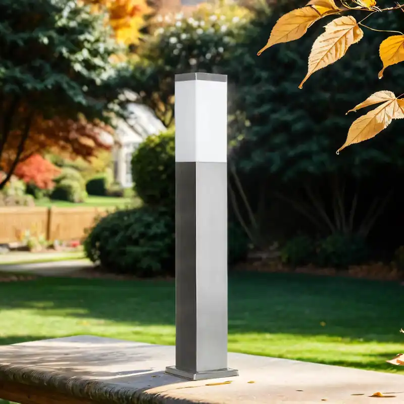 Edelstahl Pollerleuchte in Silber 65cm eckig E27 Neue Ware