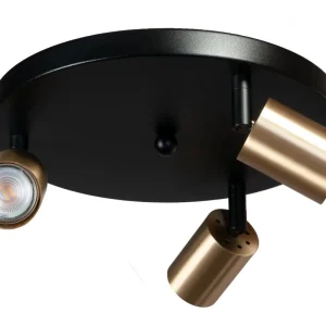 Deckenlampe rund Ø35cm 3-flammig Metall Schwarz Gold Direkt Vom Hersteller