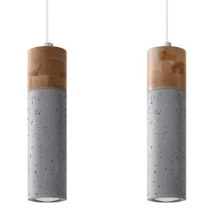Aktuell Hängelampe 2-flammig GU10 Beton Holz Modern RUGARD