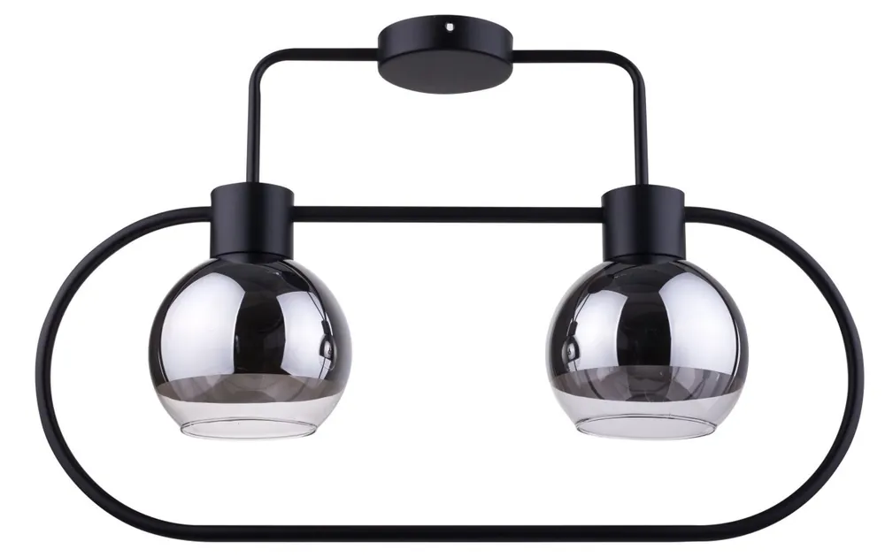 Schwarze Deckenlampe Silber Metall Glas E27 stylisch Highlight