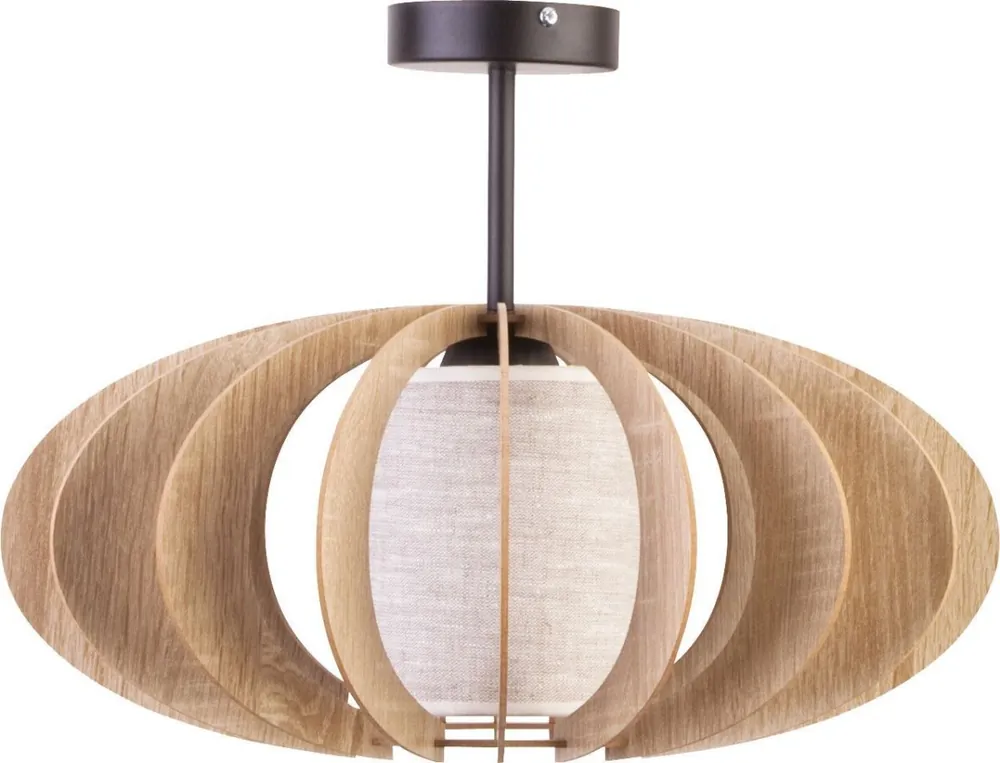 Mega-Angebot Deckenleuchte Eiche Holz Stoff Beige E27 Ø51 cm groß
