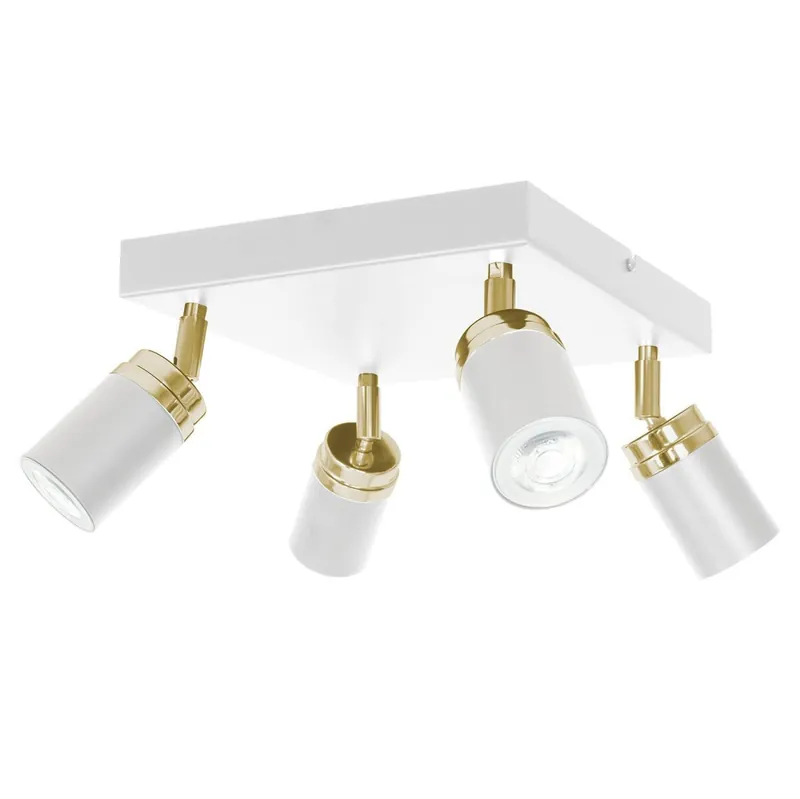 Deckenstrahler Metall 4-flammig Weiß Gold GU10 verstellbar Neu Im Sortiment