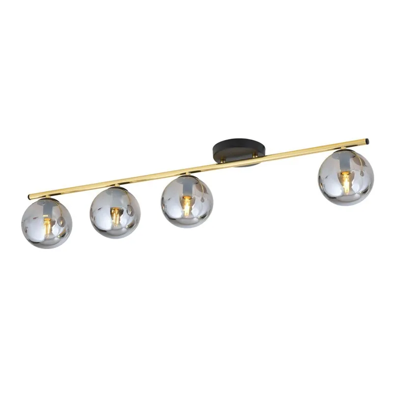 Aktuell Deckenlampe 4-flammig 100 cm lang Kugelschirme Rauchglas