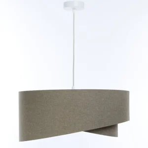 Hängelampe Braun E27 rund D: 45 cm Stoff Schirm Boho Meistverkauft