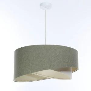 Günstig Hängelampe Grün Creme E27 rund Ø 45 cm Stoff Modern