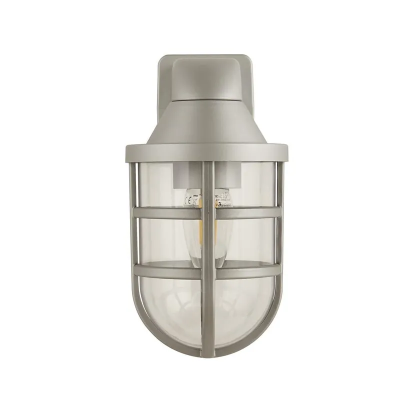 Aktuell Wandleuchte außen in Silber IP44 E27 Maritim H: 21 cm