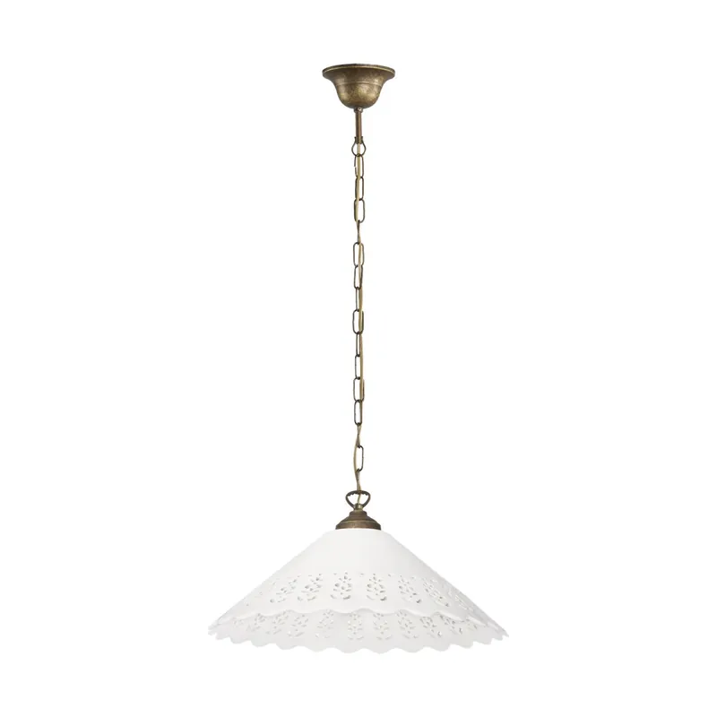 Highlight Hängeleuchte Keramik Messing Ø 40,5 cm Weiß Bronze antik E27