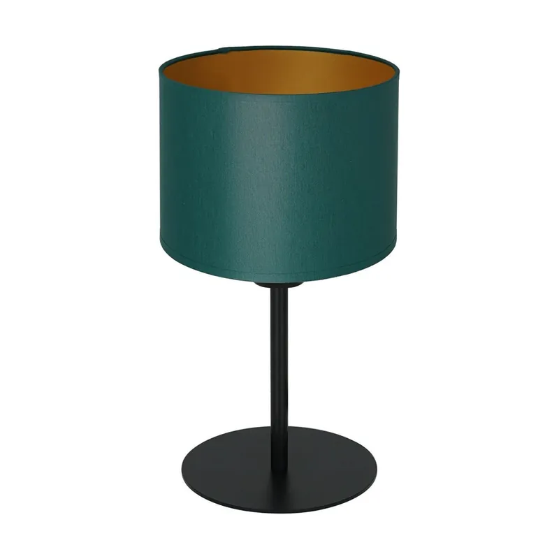 Bestpreis Nachttischleuchte Stoff Metall H:34 cm E27 Petrol Gold