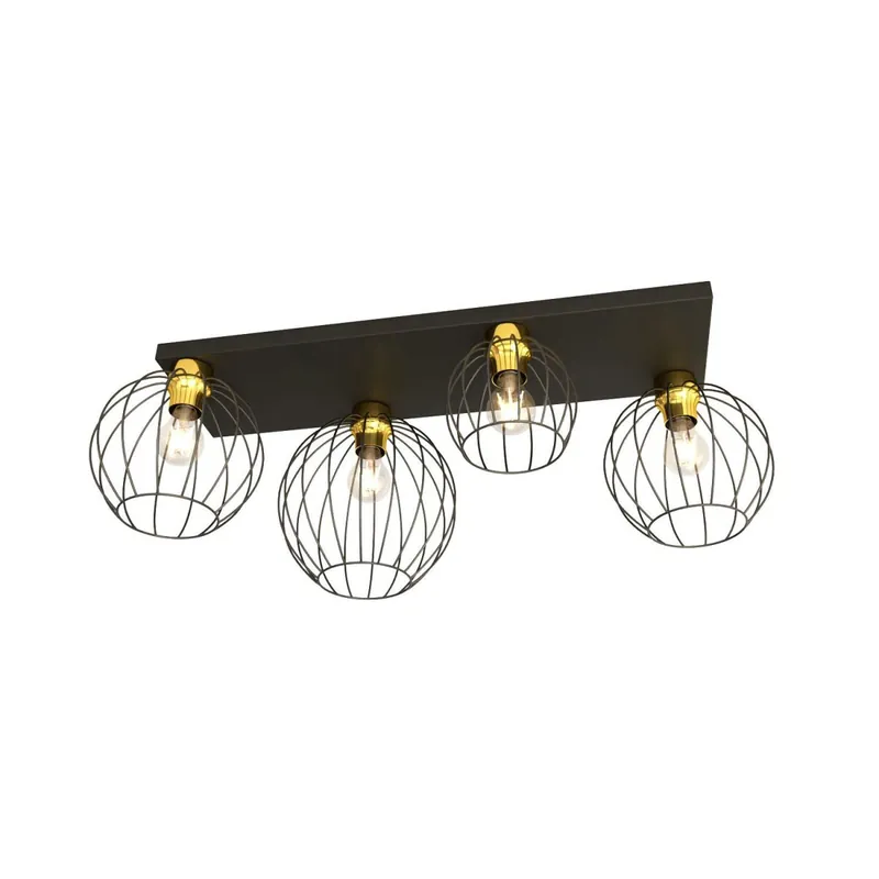 Abverkauf Stilvolle Deckenleuchte Schwarz Gold Metall E27 L:70 cm