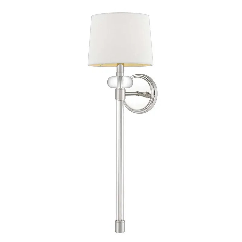 Aktuell Wandlampe Metall Stoff H: 67,6 cm in Nickel poliert Weiß