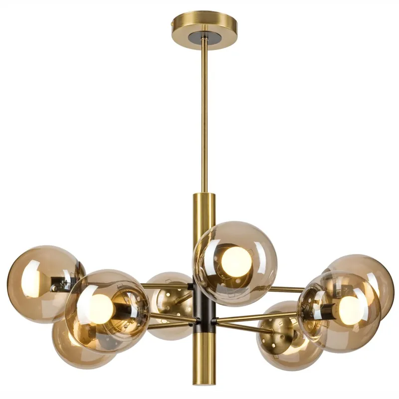 Deckenleuchte E14 Metall Glas 8-flammig B:68 cm in Gold Ausverkauf