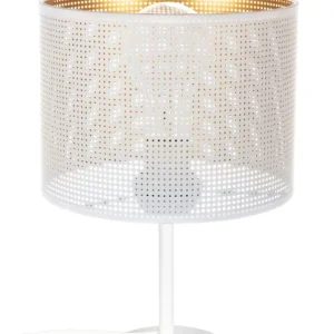 Ausverkauf Kleine Tischleuchte Metall Weiß Gold E27 30 cm Loft
