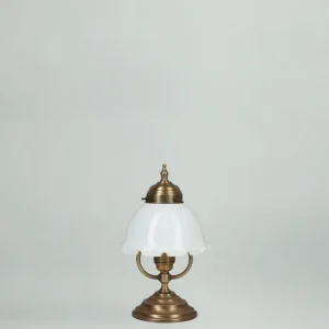 Abverkauf Tischleuchte Floral Echt-Messing Glas Blüte E27 27 cm