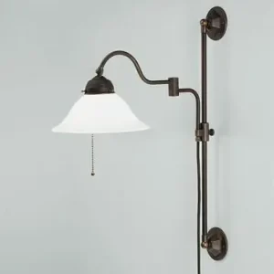 Antike Wandlampe Messing Glas Kabel Stecker Schalter Wochenendangebot