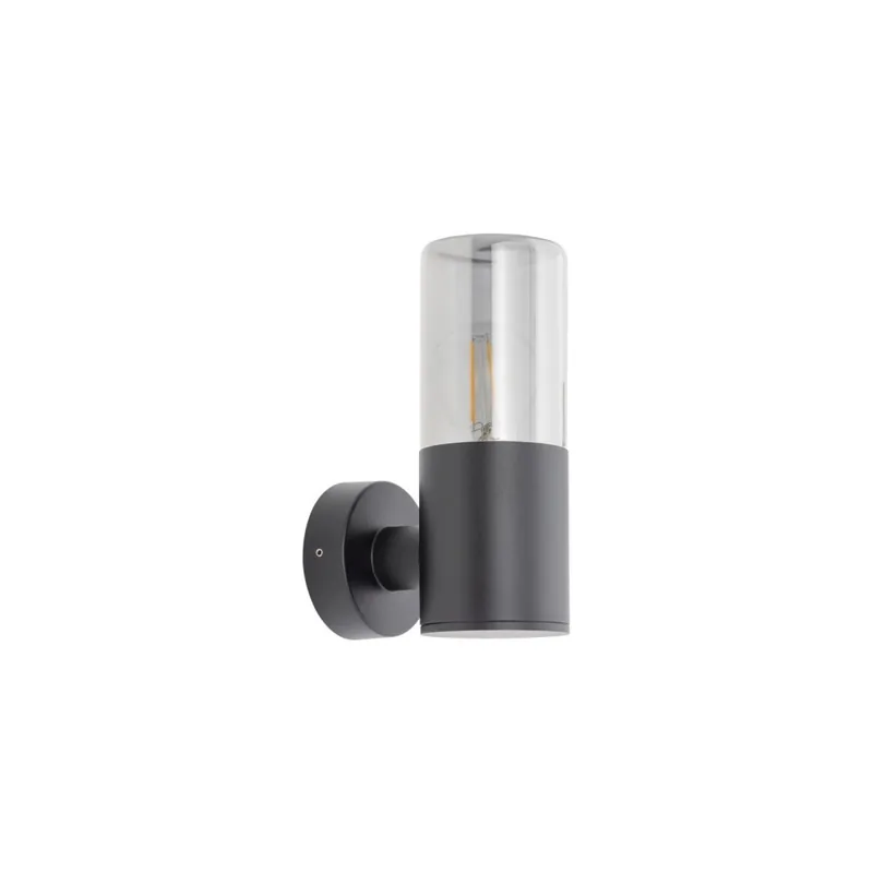 Angebot Wandleuchte außen Schwarz Rauchglas Aluminium IP44 E27