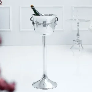 Abverkauf Sektkühler Aluminium Ø 26 cm 75 cm hoch in Silber