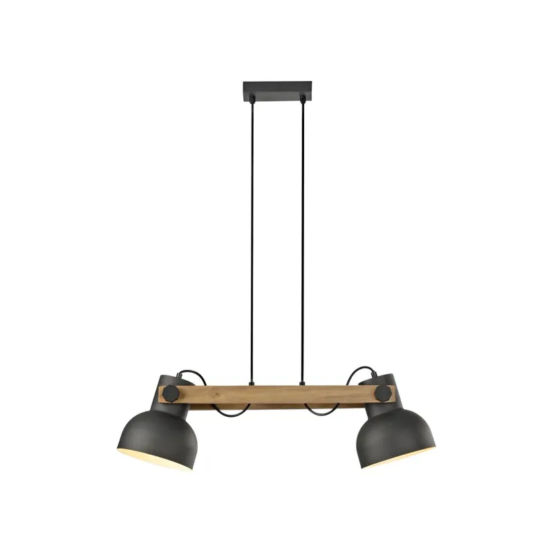 Billig Industrial Pendelleuchte Holz Metall E27 flexibel