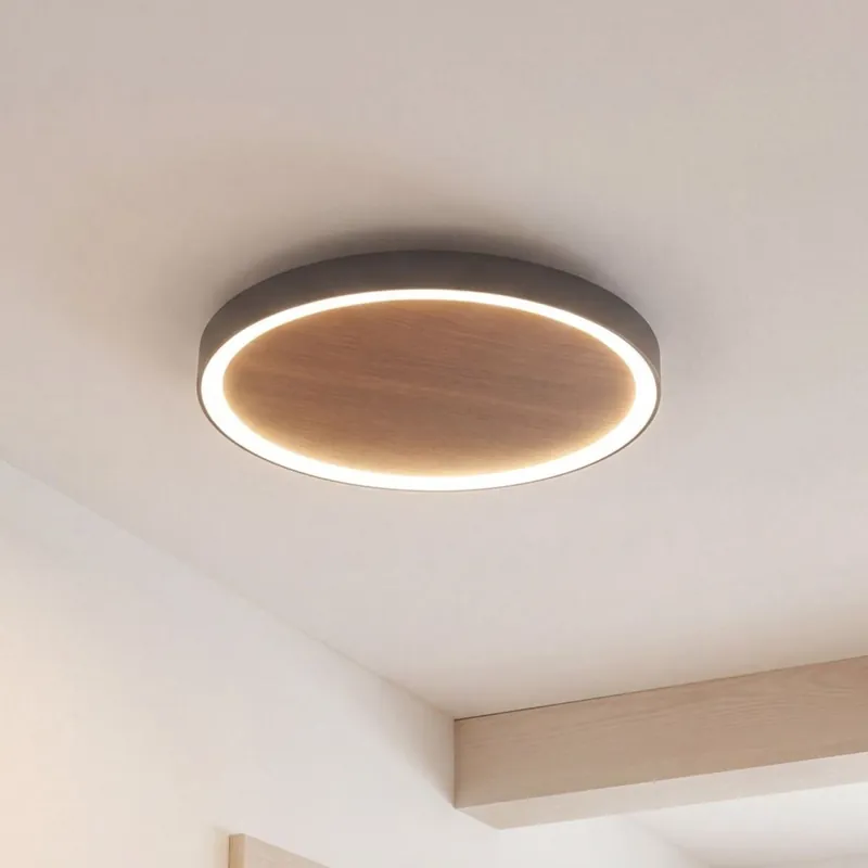 LED Deckenlampe Holz Ø50 cm 3500 K 3 Stufen dimmbar Abverkauf