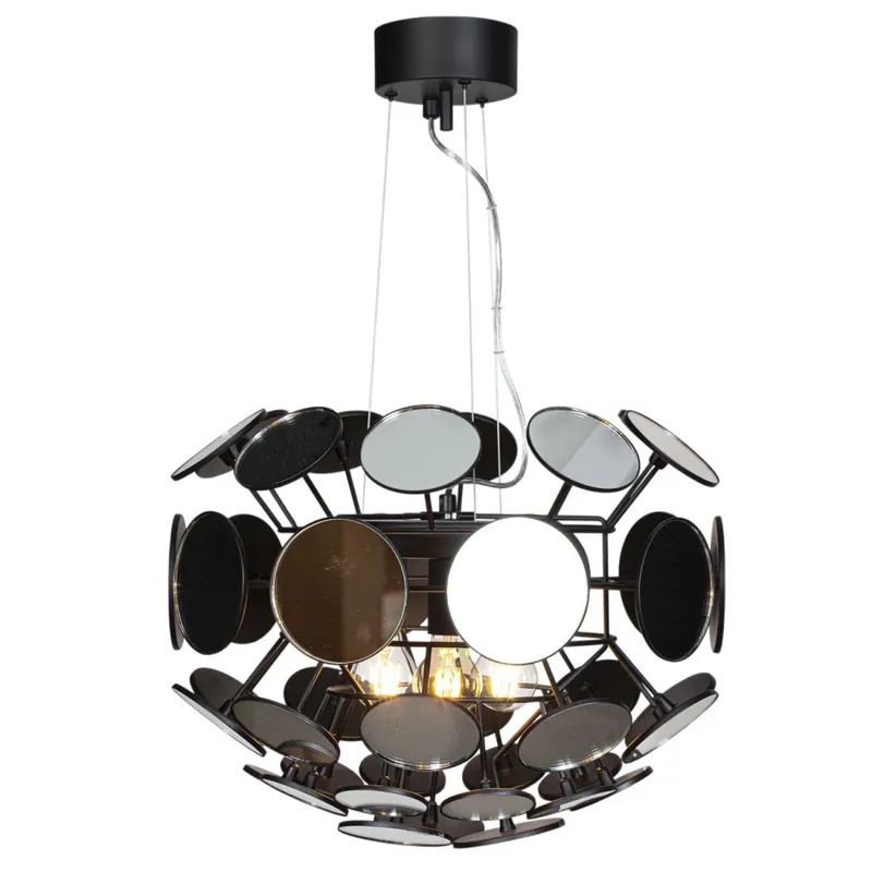 Ausverkauf Pendelleuchte Modern Ø 58 cm rund Spiegelglas Metall 3x E27