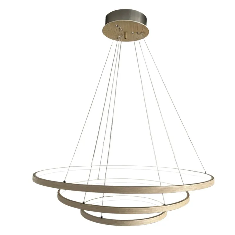 Direkt Vom Hersteller Kronleuchter LED B: 80 cm 3 Ringe Holz 2700 K warmweiß