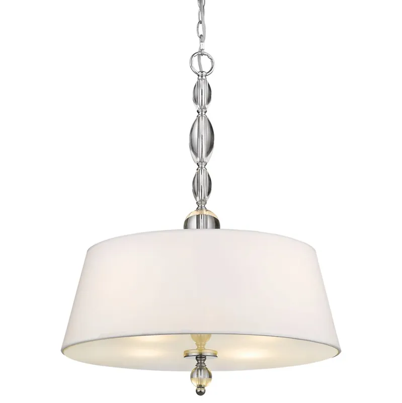 Angebot Pendelleuchte rund Ø 50 cm Chrom Weiß 4x E27 Metall Stoff