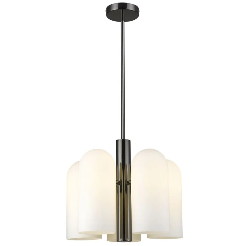 Billig Hängelampe Metall Glas 42 cm breit Schwarz Weiß E27