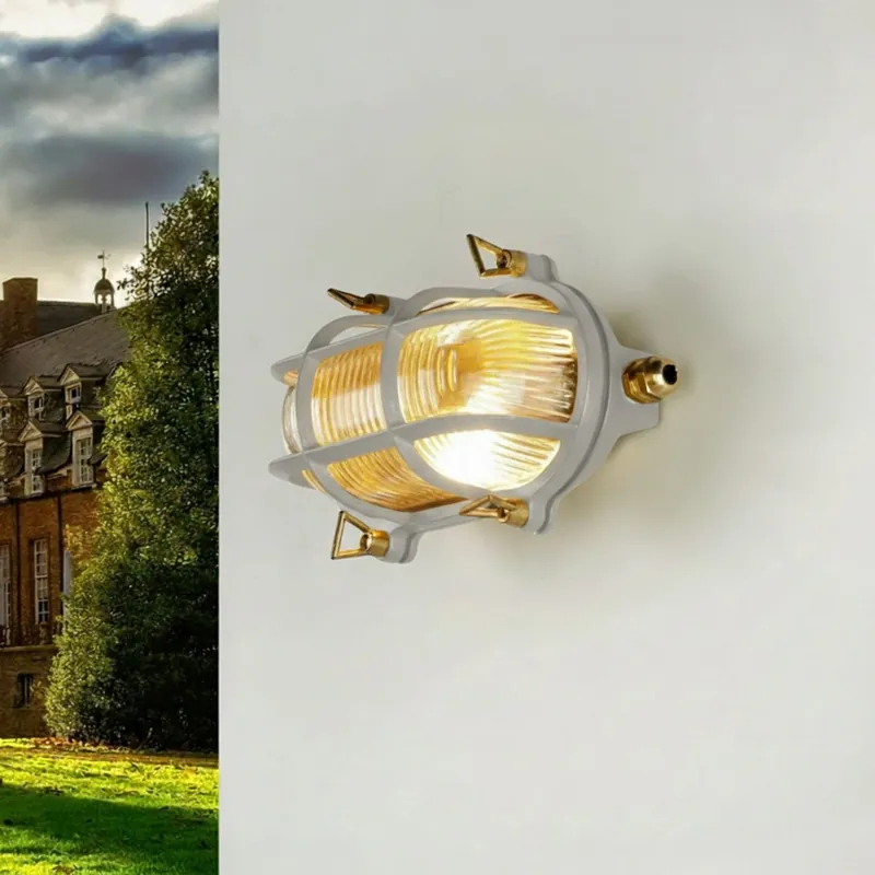 Wandlampe außen Messing Glas 21 cm breit IP64 Grau E27 Saisonangebot
