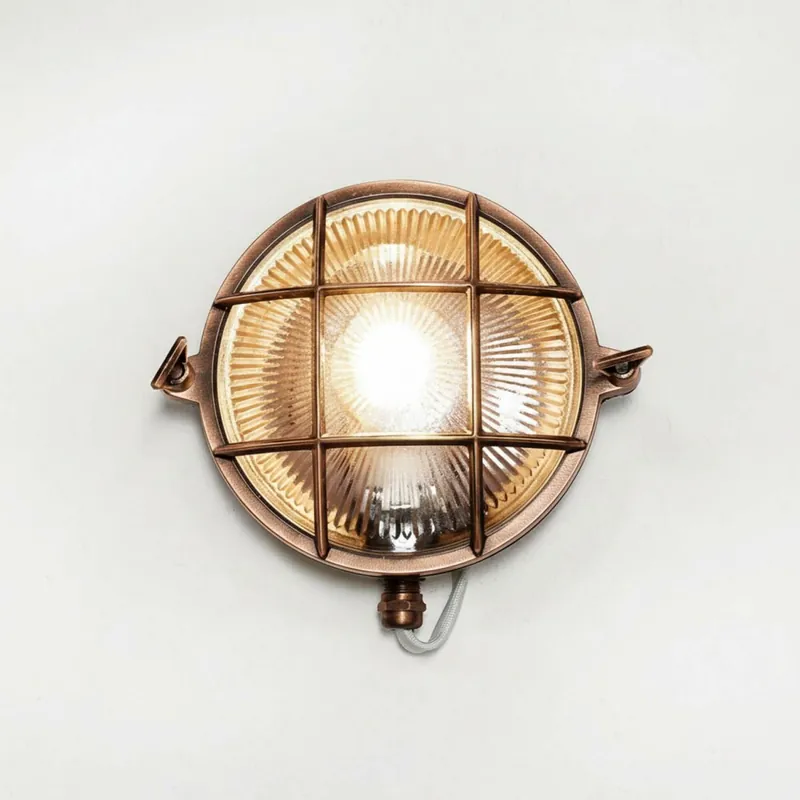 Abverkauf Außenwandlampe Messing massiv Glas Ø 24 cm rund IP64
