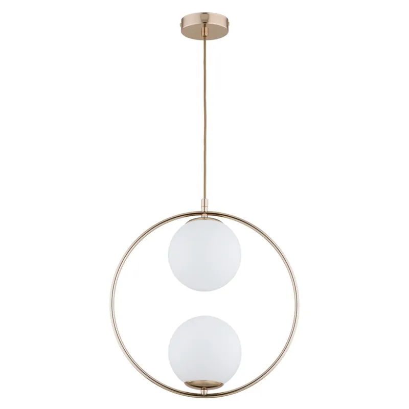 Hängelampe Kugelschirm 38,5 cm Gold Weiß 2-flammig E14 Knallerangebot