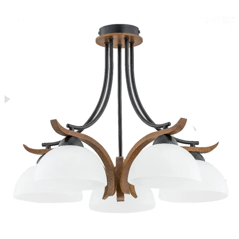Begrenztes Angebot Deckenlampe Glas Metall 50 cm Holz Weiß Schwarz E27 Rustikal