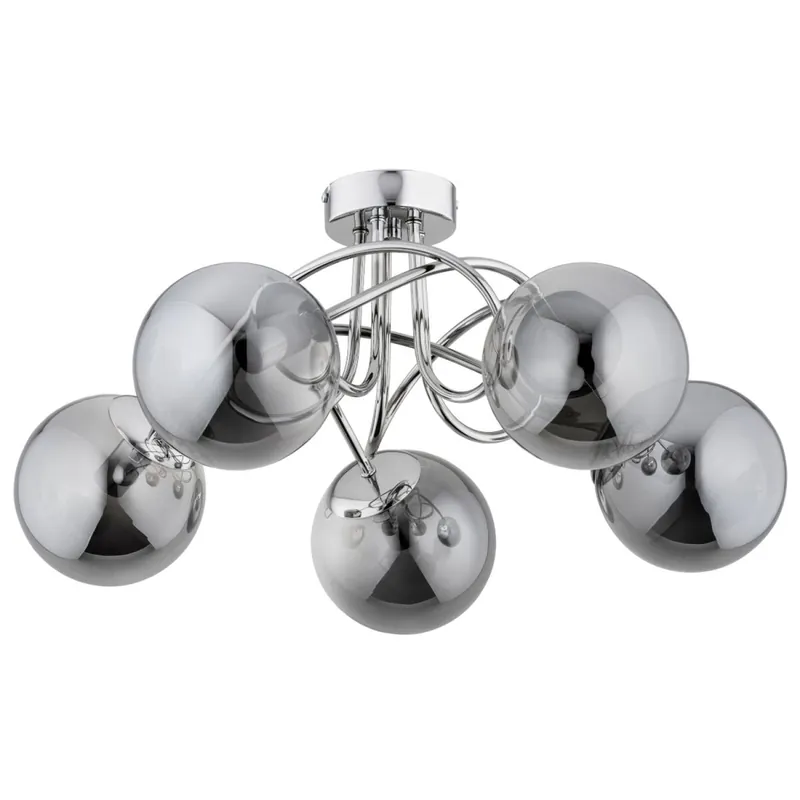 Ausverkauf Deckenlampe Rauchglas Metall 51 cm E14 5-flammig Retro