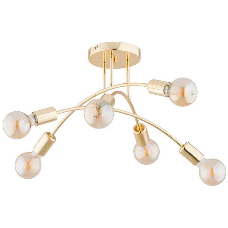 Direkt Vom Hersteller Deckenlampe Metall 55 cm Gold 6-flammig E27 Retro