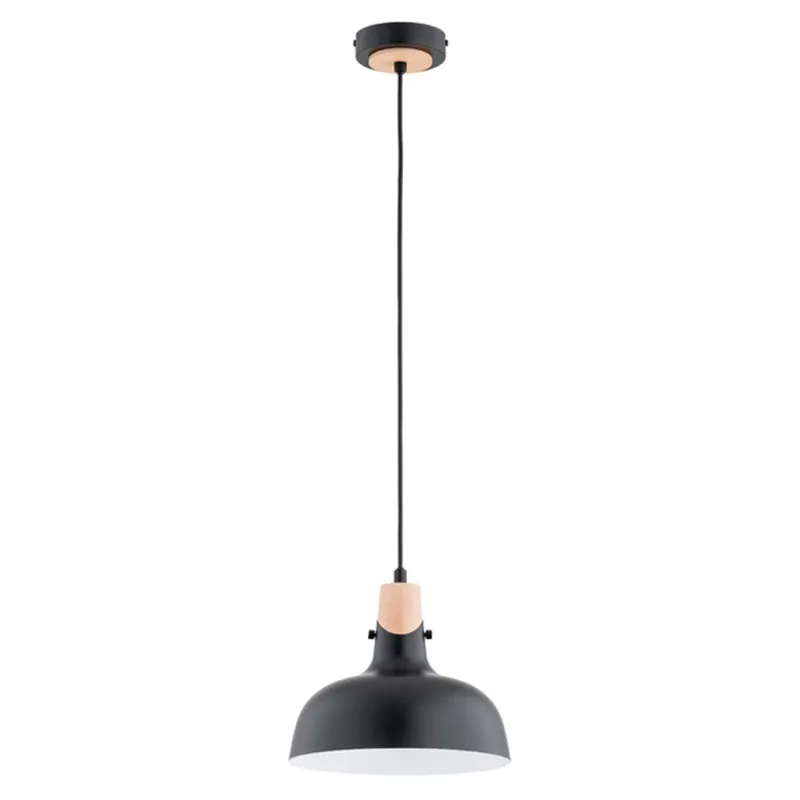 Abverkauf Hängeleuchte Schwarz Metall Holz E27 Retro Design verstellbar