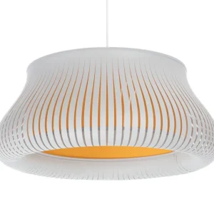 Bestpreis Runde Pendelleuchte Gelb Weiß E27 Ø40 cm blendarm