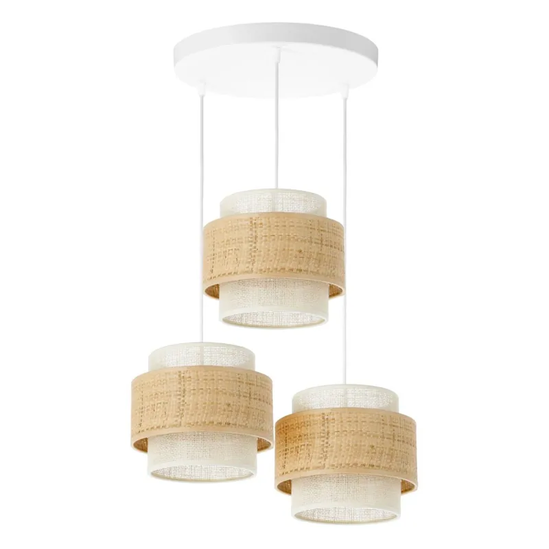 Aktuell Pendelleuchte Jute Weiß Natur E27 Ø45 cm gemütlich
