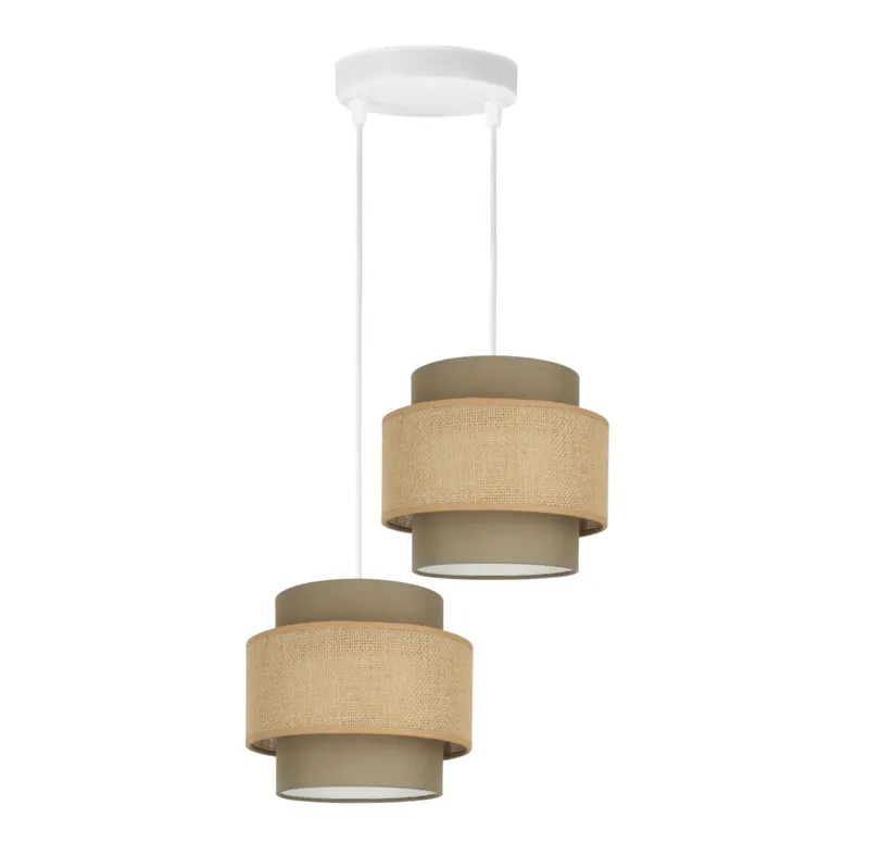 Ausverkauf Pendelleuchte Stoff Weiß Beige E27 Ø30 cm blendarm