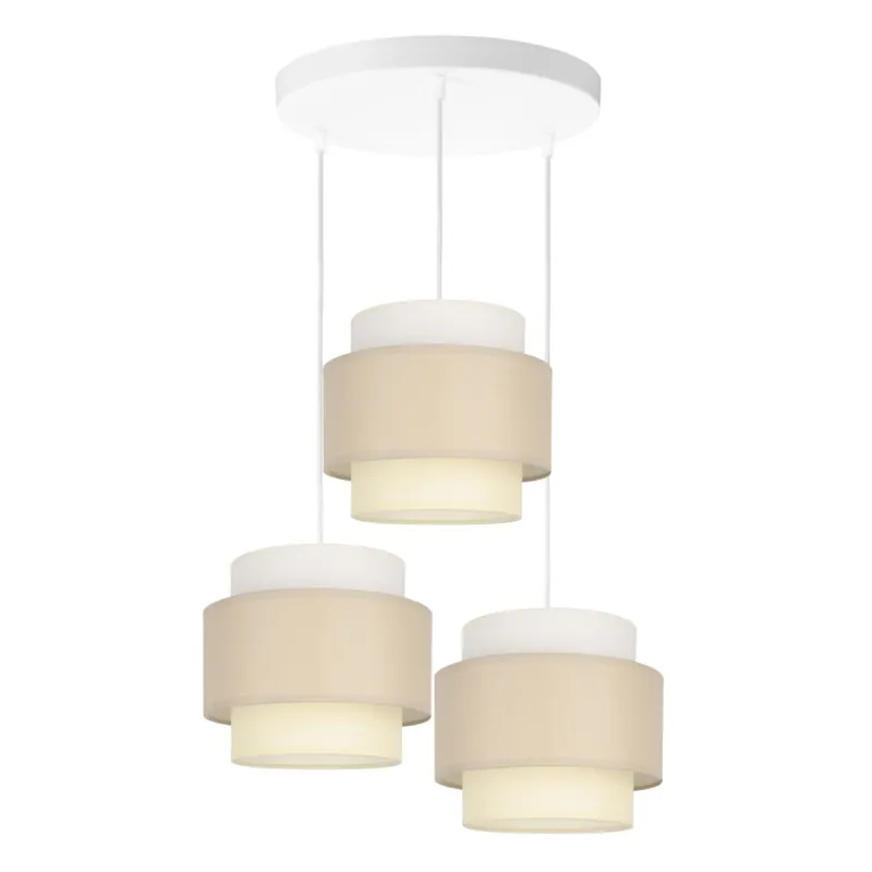 Schneller Versand Pendelleuchte Stoff Weiß Hellbeige E27 Ø45 cm