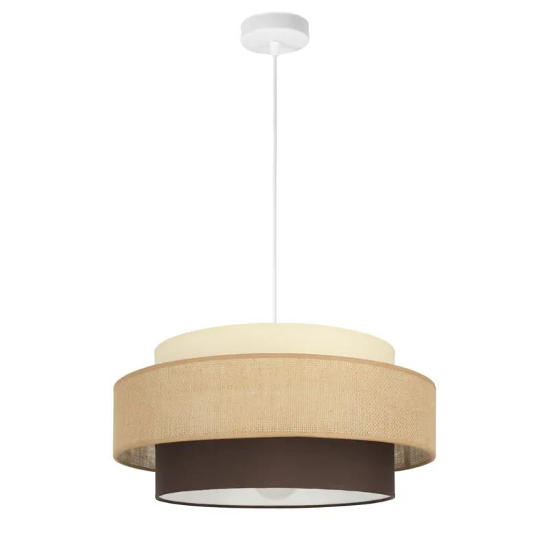 Schnäppchen Pendelleuchte Stoffschirm Weiß Ecru E27 Ø40 cm
