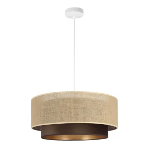 Billig Pendelleuchte Stoff Jute Weiß E27 Ø45 cm gemütlich