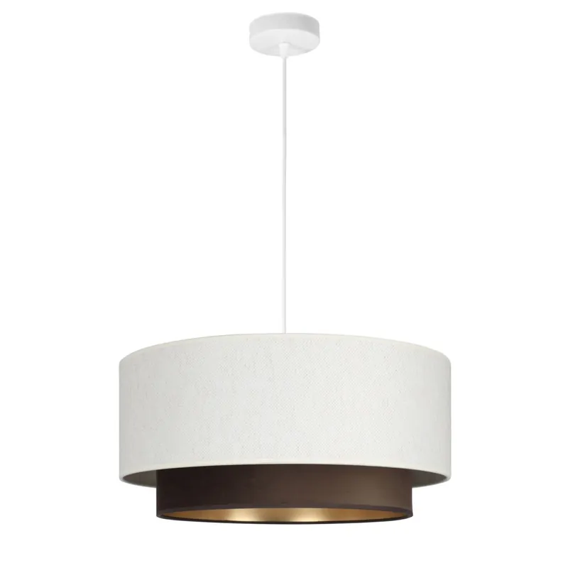 Abverkauf Pendelleuchte Stoff Weiß Braun Gold E27 Ø45 cm