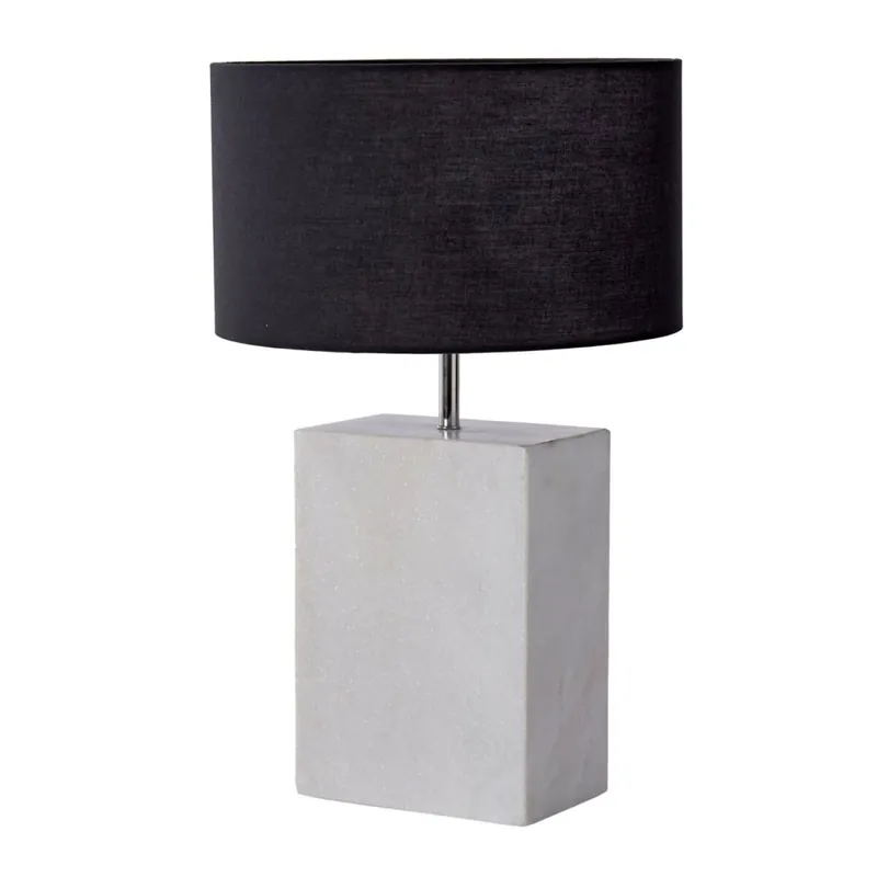 Begrenztes Angebot Beistelllampe Marmor Stoff 60 cm Weiß Schwarz E27 Unikat
