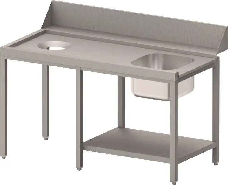 Jetzt Bestellen Zulauftisch links mit Becken, Ablagebord und Abwurfloch, 2000 mm